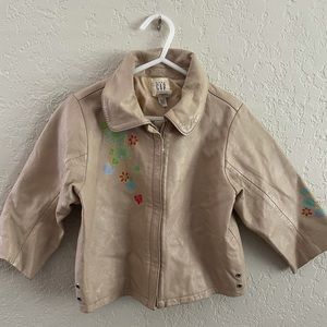 Baby Gap Vintage Leather Zip Sleeve Jacket
